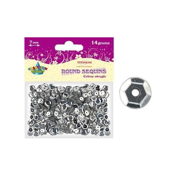 Titanum Cekiny okrągłe srebrne metaliczne 7mm 14g.(Cm6s)
