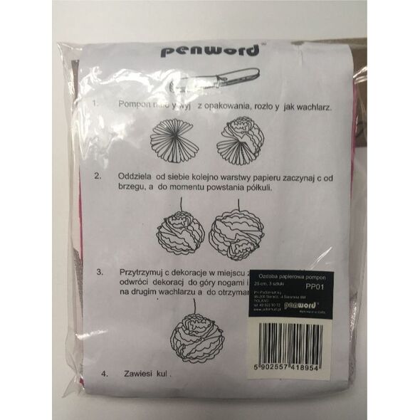 Polsirhurt Pompon papierowy czarny 25cm pp08
