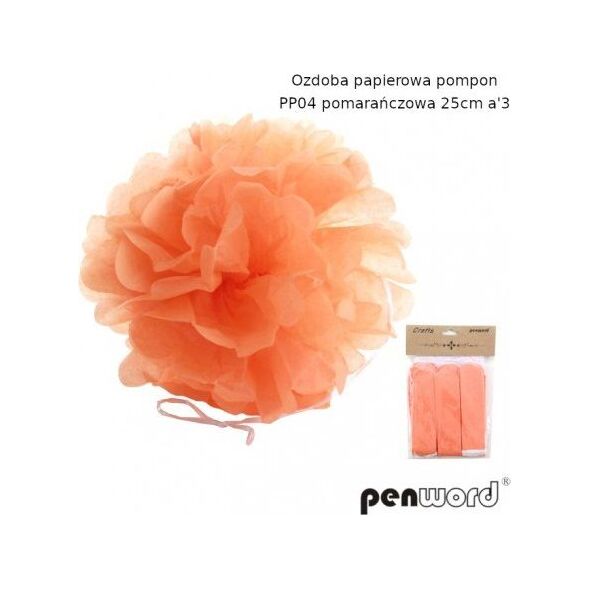 Polsirhurt Pompon papierowy pomarańczowy 25cm pp04