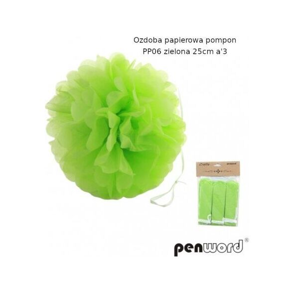 Polsirhurt Pompon papierowy zielony 25cm pp06