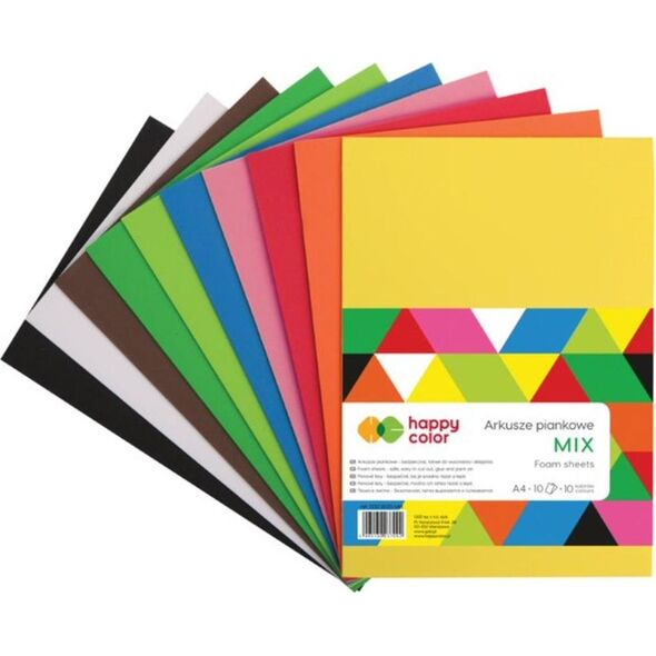 Happy Color Arkusze piankowe A4/10K Mix 10 kolor. HAPPY COLOR