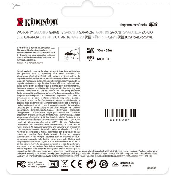 Karta Kingston Canvas Select Plus MicroSDXC 64 GB + 64 GB Class 10 UHS-I/U1 A1  (SDCS2/64GB-2P1A                )