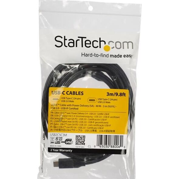 Kabel USB StarTech USB-C - USB-C 3 m Czarny (USB2C5C3M)
