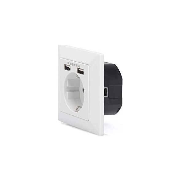 Digitus Assmann SOCKET WITH 2X USB PORTS/SAFETY WALL OUTLET 5V2.1A WHITE