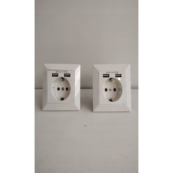 Digitus Assmann SOCKET WITH 2X USB PORTS/SAFETY WALL OUTLET 5V2.1A WHITE