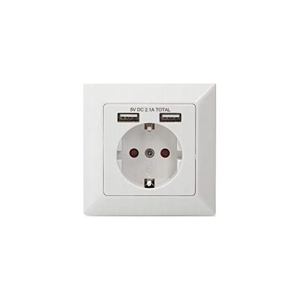 Digitus Assmann SOCKET WITH 2X USB PORTS/SAFETY WALL OUTLET 5V2.1A WHITE
