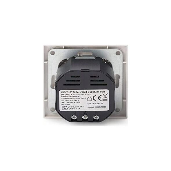 Digitus Assmann SOCKET WITH 2X USB PORTS/SAFETY WALL OUTLET 5V2.1A WHITE
