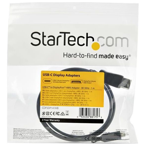 Kabel USB StarTech USB-C - DisplayPort 1 m Czarny (CDP2DP141MB)