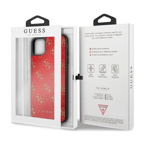 Guess Guess GUHCN654GGPRE iPhone 11 Pro Max czerwony/red hard case 4G Double Layer Glitter uniwersalny