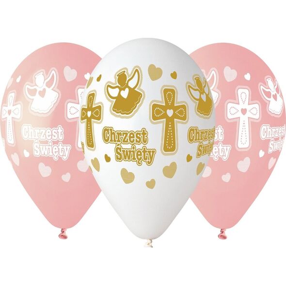 Gemar Balony na chrzest dla dziewczynki - 33 cm - 5 szt. uniwersalny