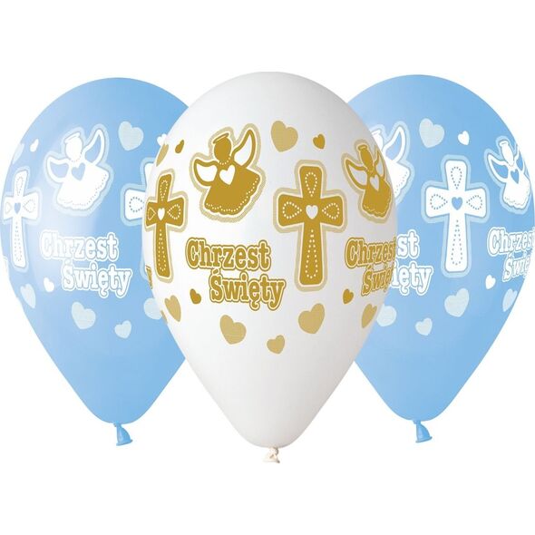 Gemar Balony na chrzest dla chłopca - 33 cm - 5 szt. uniwersalny