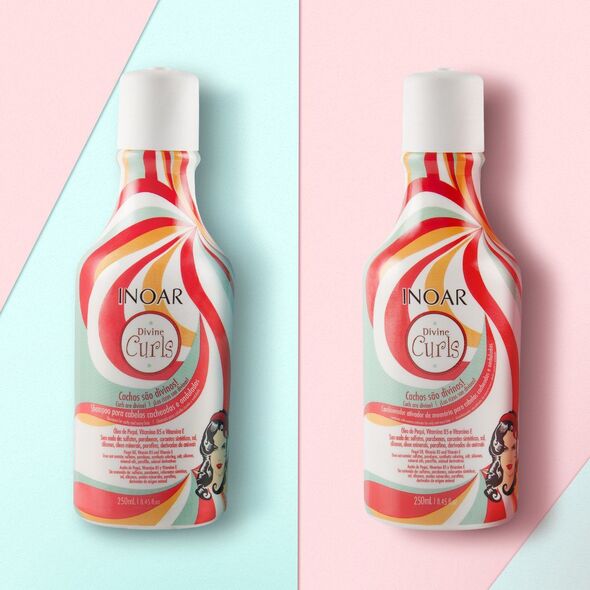 Inoar Garbanotų plaukų priežiūros rinkinys INOAR Divine Curls Duo Kit: šampūnas 250 ml + kondicionierius 250 ml