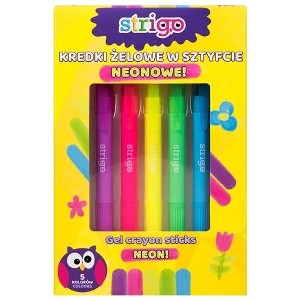 Strigo Kredki żelowe neonowe 5 kolorów STRIGO