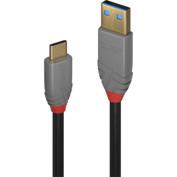 Kabel USB Lindy USB-A - USB-C 1 m Szary (36911)
