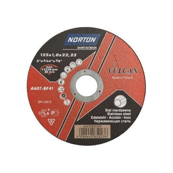Norton Clipper tarcza flex 41 125x1,0x22,2 A 60 T Vulcan Inox (66252833402)