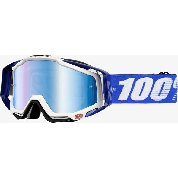 100% Gogle 100% RACECRAFT COBALT BLUE (Szyba Niebieska Lustrzana Anti-Fog + Szyba Przezroczysta Anti-Fog + 10 Zrywek) (NEW)