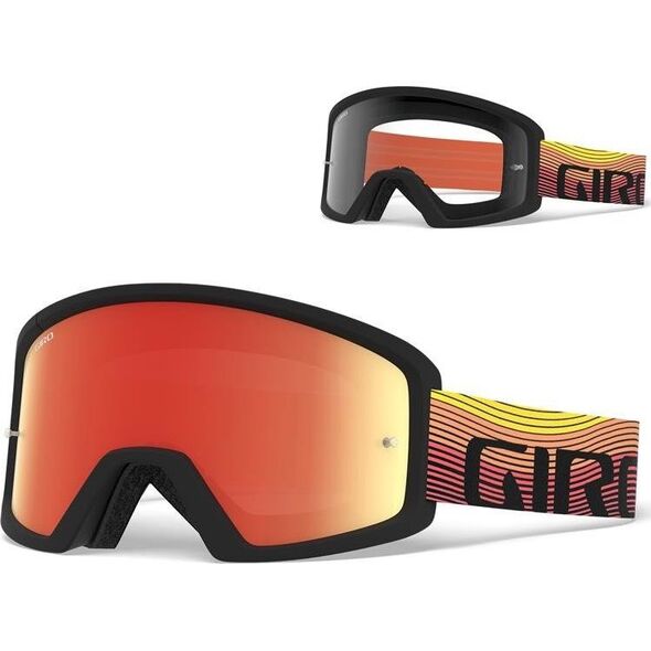 Giro Gogle GIRO BLOK orange heatwave (Szyba kolorowa AMBER xx% S3 + Szyba Przeźroczysta 99% S0) mocowanie pod zrywki +10 zrywek (NEW)