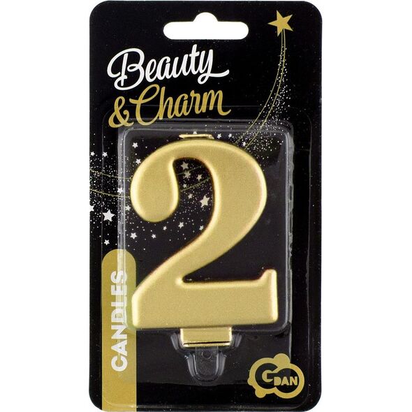 GoDan Świeczka urodzinowa "2" złota 8cm