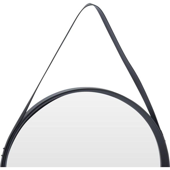 Home Styling Collection Lustro okrągłe na pasku 52cm czarne z paskiem LOFT uniwersalny