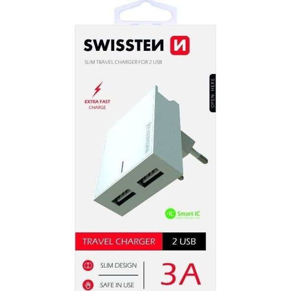 Ładowarka Swissten 2x USB-A 3 A (22032000)