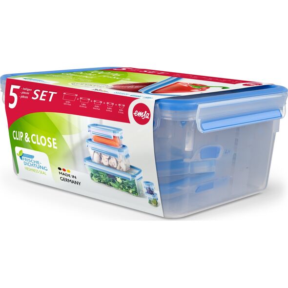 Emsa Emsa Food Clip&Close 508568 5 pcs. Set transparent/blue