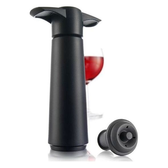Vacu Vin Pompka próżniowa do wina czarna + 1 korek próżniowy Vacu Vin uniwersalny