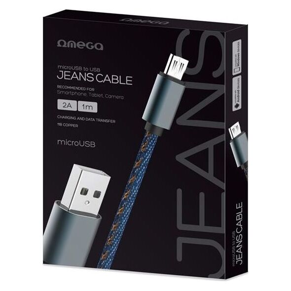 Kabel USB Omega USB-A - microUSB 1 m Niebieski (187289)