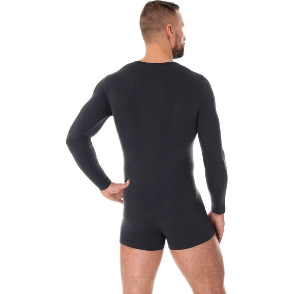 Brubeck Koszulka męska z długim rękawem Comfort Wool grafitowa r. XXL (LS11600)