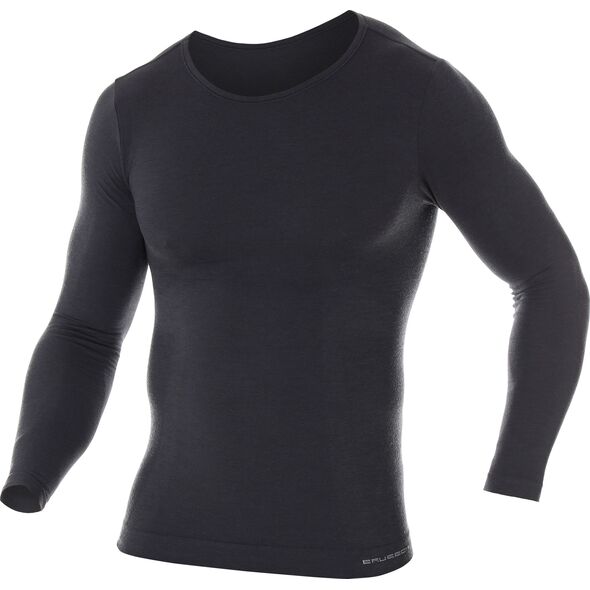 Brubeck Koszulka męska z długim rękawem Comfort Wool grafitowa r. XXL (LS11600)