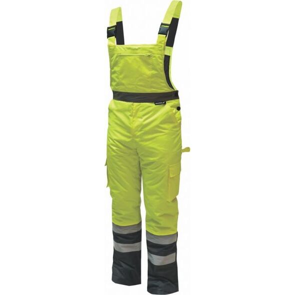 Dedra spodnie ocieplane odblaskowe ogrodniczki rozmiar XL, żółte (BH80SO1-XL)