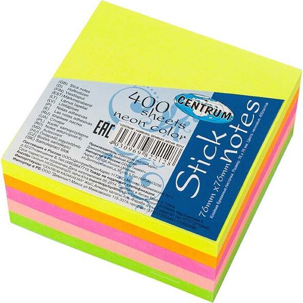 Centrum NOTES SAMOPRZYLEPNY CENTRUM 76X76MM 80 KARTEK NEONOWYCH