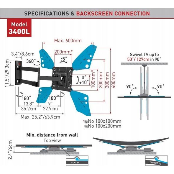 Barkan Uchwyt ścienny 3400L 40'' - 70''