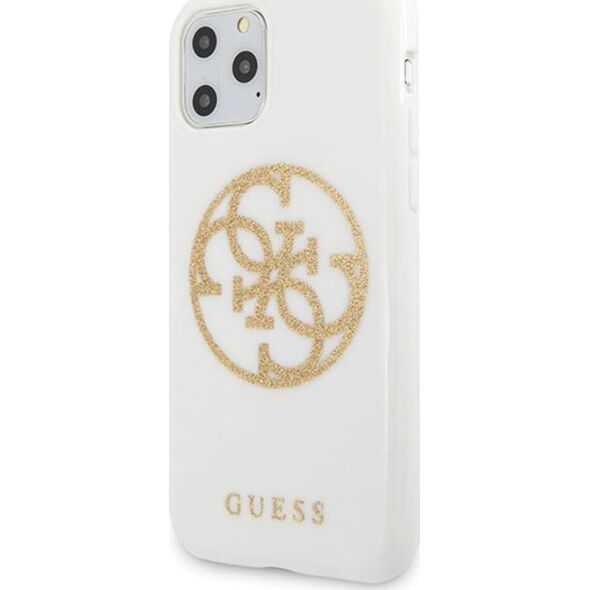 Guess Guess GUHCN65TPUWHGLG iPhone 11 Pro Max biały/white hard case Glitter 4G Circle Logo