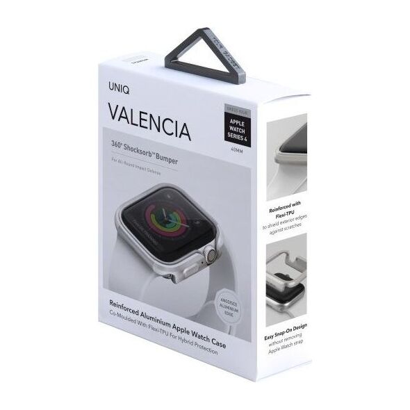 Uniq UNIQ etui Valencia Apple Watch Series 5/ 4 40MM srebrny/titanium silver