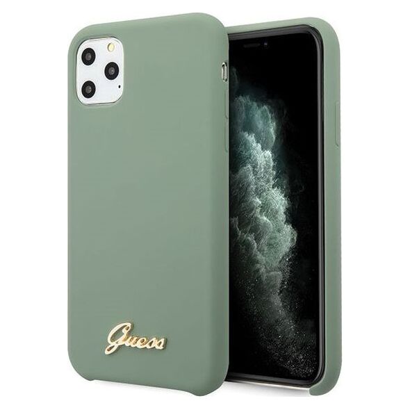 Guess Guess GUHCN65LSLMGKA iPhone 11 Pro Max khaki hard case Silicone Vintage Gold Logo