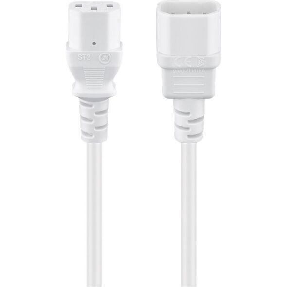 Kabel zasilający Goobay Goobay Power Cable C14 to C13. White. 3.0m