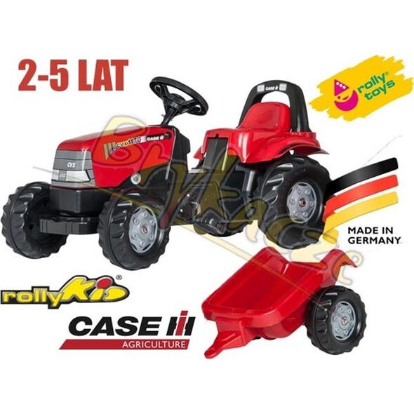 Rolly Toys rolyKid traktor na pedały Case z przyczepką