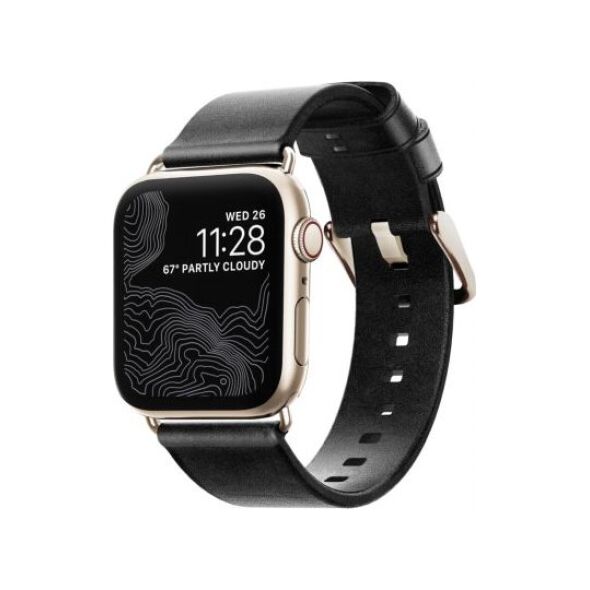 Nomad NOMAD Strap Modern Leather Black 38mm / 40mm Connector Gold