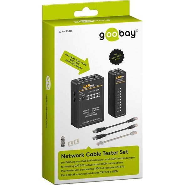 Goobay Tester CAT 5/6 do wtyków RJ11 / RJ12 / RJ45 (93010)