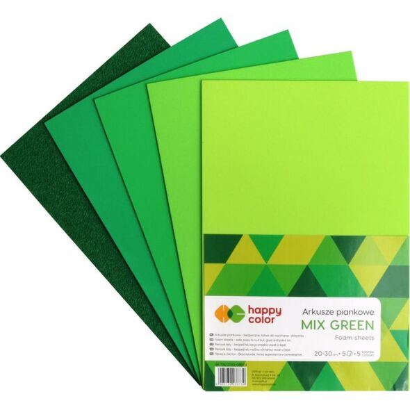 Happy Color Arkusze piankowe A4 5 kolorów Mix Green mix