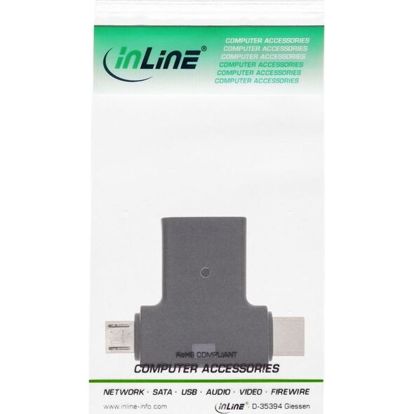 Adapter USB InLine microUSB - USB + USB-C Czarny  (35804)