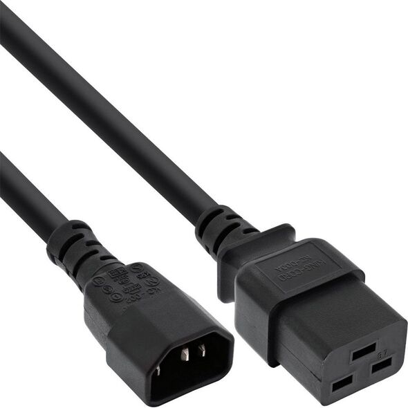 Kabel zasilający InLine InLine Kabel zasilacza, IEC-60320 C14 do C19, 3x1,5mm2, max. 10A, czarny, 0,5 m