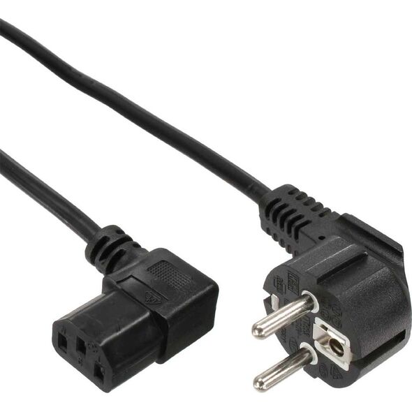 Kabel zasilający InLine Kabel zasilający do komputera C13 kątowy czarny 0,3m (16752G)
