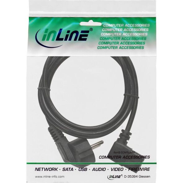 Kabel zasilający InLine Kabel zasilający do komputera C13 kątowy czarny 0,3m (16752G)
