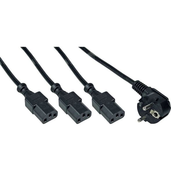 Kabel zasilający InLine InLine Kabel zasilający koniczynka do laptopa Y-Power 1x Typ F Wtyczka do wtyczki IEC 3x czarny 1m
