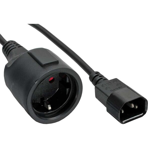 Kabel zasilający InLine InLine Kabel zasilający wtyczka C14 do niemieckiego gniazda typu F czarna 2m
