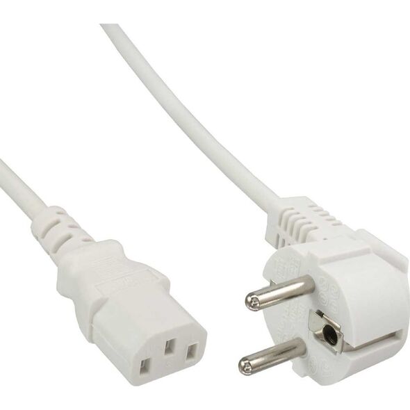 Kabel zasilający InLine InLine Kabel zasilający, Schutz kontakt do 3pin IEC żeński, biały, H05VV-F, 3x0,75mm2, 0,3m