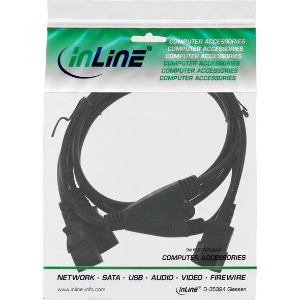 Kabel zasilający InLine InLine Power Kabel zasilający koniczynka do laptopa Typ F 1x IEC-C14 do 2x IEC-C13 3m