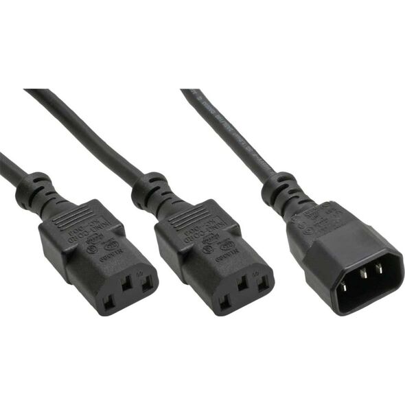 Kabel zasilający InLine InLine Power Kabel zasilający koniczynka do laptopa Typ F 1x IEC-C14 do 2x IEC-C13 3m