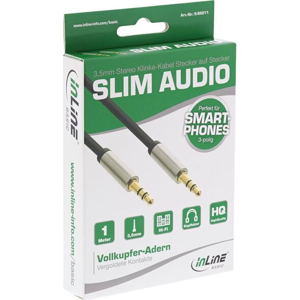 Kabel InLine Jack 3.5mm - Jack 3.5mm 1m srebrny (S-99211)